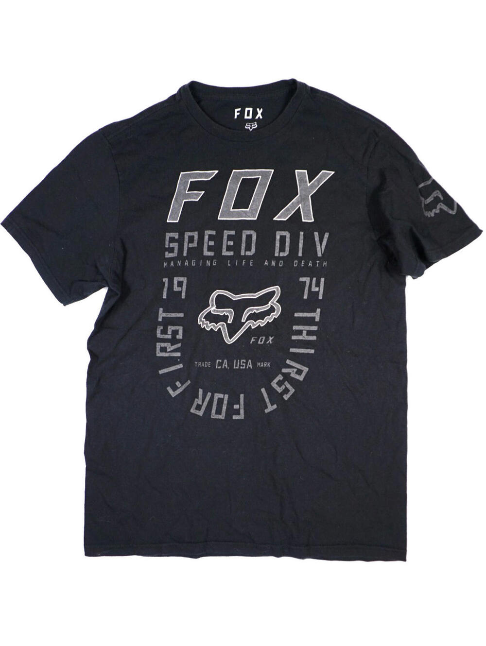 Vintage Y2K Fox Racing T Shirt Medium Mens Motocross Graphic Logo Tee Black